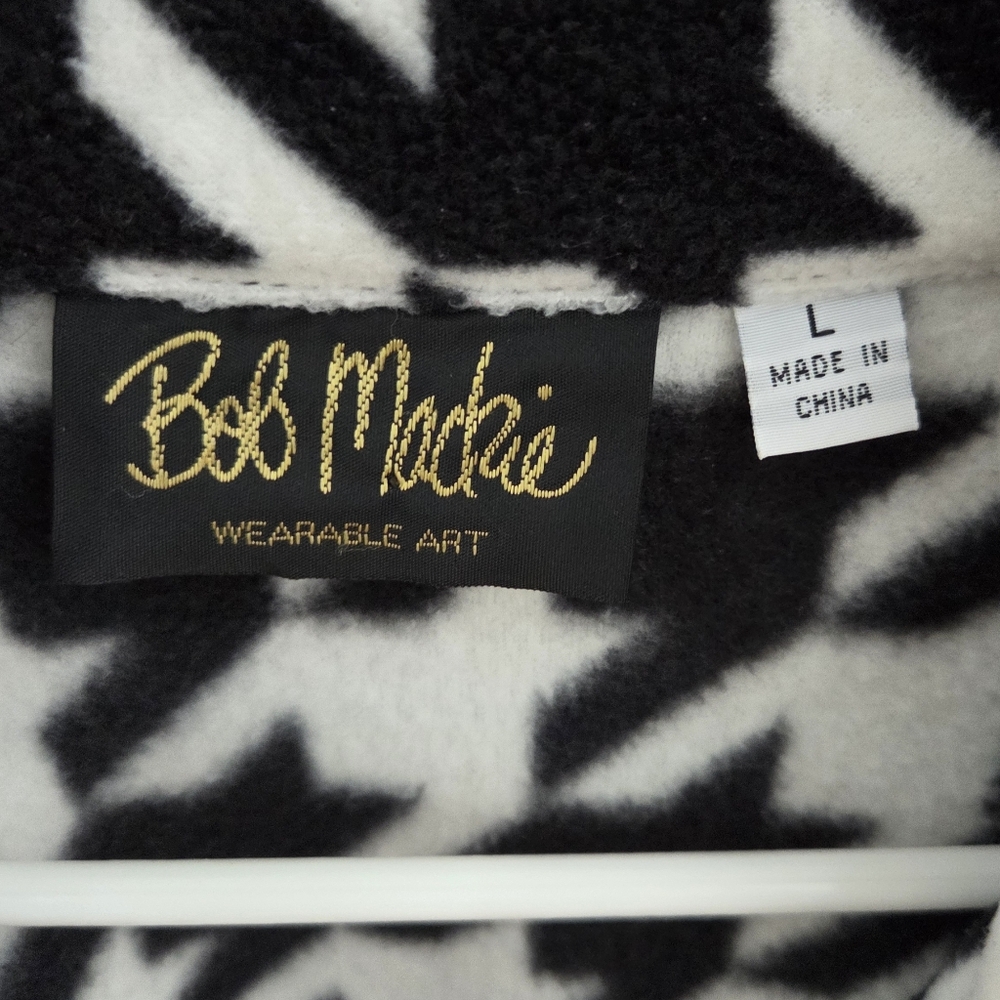 BOB MACKIE Houndstooth Fleece Swing Coat | Sz. Large - Picture 2 of 8